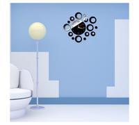 OROLOGIO A PARETE ADESIVO 3D EFFETTO SPECCHIO DECORAZIONE PALLA CERCHI NUMERI RO