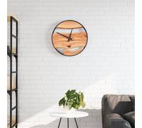 vidaXL Orologio a Parete Marrone Ø35 cm in Ferro e Legno di Ulivo
