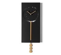 Arti & Mestieri Omega - Orologio a pendolo da parete di Design 100% Made in Italy - in Ferro, 20 x 53h cm (Nero e oro laccato)