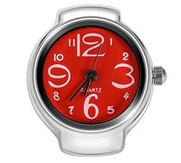 Orologio ad Anello per Unisex,Orologio con Anello da Dito 8 Colori alla Moda al Quarzo Analogico con Cinturino Tondo(Rosso)