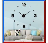 Orologio Adesivo da Parete 3D Grande Ø 130cm Moderno Muro Nero Decorazione Casa