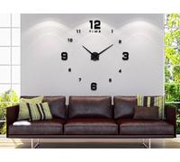Orologio Adesivo da Parete 3D Grande Ø 130cm Moderno Muro Nero Decorazione Casa