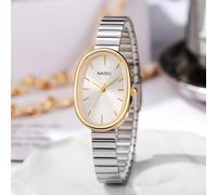 Orologio al quarzo alla moda ed elegante con quadrante ovale a scaglie rigate e cinturino in acciaio stile bambù, adatto come regalo di compleanno per bambini, regalo di Ognissanti, ecc. 1 pezzo/set T