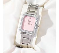 Orologio al quarzo classico e semplice in acciaio inossidabile rosa per donne d'affari con cinturino tempestato di strass, come regalo per gli studenti che tornano a scuola Tagli Unica