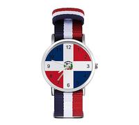 Orologio al quarzo con bandiera della Repubblica Dominicana, con numeri arabi, orologio da polso con cinturino regolabile per uomo e donna, Stile:, regular, MHXYZHW
