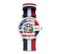Orologio al quarzo con bandiera della Repubblica Dominicana degli Stati Uniti, con numeri arabi, orologio da polso con cinturino regolabile per uomo e donna, Stile:, regular, MHXYZHW