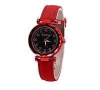 Orologio al quarzo da donna, digitale, cielo stellato, cintura luminosa e bracciale set per donna, Rosso, misura unica