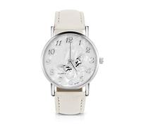 Orologio al Quarzo da Donna Orologio da Polso analogico Femminile con Cinturino in Pelle PU Cinturino in Pelle Moda Semplice Disegno a Farfalla(Bianco)