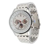 Orologio al quarzo da uomo, argento, fasi lunari e calendario, cassa in lega di zinco resistente, cinturino in acciaio inossidabile, elegante orologio da polso da uomo per lavoro e abbigliamento