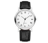 Orologio al quarzo da uomo, con cinturino in pelle, analogico, classico, al quarzo, dal design elegante e senza , con cinturino in pelle resistente, perfetto per l'uso quotidiano, Farina, Refer