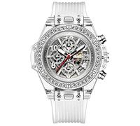 Orologio al quarzo da uomo con cinturino in silicone impermeabile e cinturino in silicone, bianco