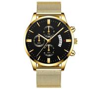 Orologio al quarzo da uomo con quadrante classico e data Orologio da lavoro con cinturino in rete d'acciaio dalla vestibilità comoda