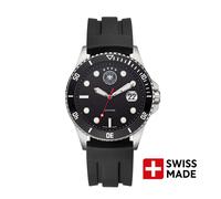 Orologio al quarzo DFB orologio da uomo in silicone nero, (orologio analogico), orologio da uomo rotondo, grande (circa 42 mm), cinturino in silicone nero, sport di calcio
