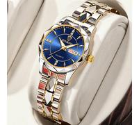 Orologio al quarzo di lusso BINBOND in oro, orologio da donna alla moda, impermeabile, con luce notturna, in acciaio inossidabile, adatto per e tempo libero, con display data e strass, orologio al qua