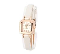 Orologio al Quarzo,Orologio da Polso da Donna alla Moda con Cinturino in PU e Cassa Quadrata in Metallo 7 Colori(Bianco)