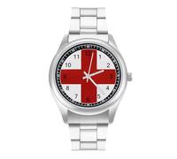 Orologio al quarzo personalizzato con bandiera dell'Inghilterra in acciaio inossidabile con numeri arabi per uomini e donne