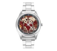 Orologio al quarzo personalizzato per amanti degli scheletri, in acciaio inox, con numeri arabi, per uomini e donne
