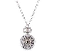 Orologio al quarzo placcato argento con ciondolo a catena orologio al quarzo come collana orologio da tasca , Argento