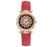 Orologio al quarzo SetGift Star da donna con cinturino con quadrante analogico 24 ore, Rosso, misura unica