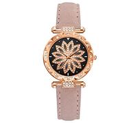 Orologio al quarzo SetGift Star da donna con cinturino con quadrante e cinturino a carica carica orologi per donne senza batteria, rosa, misura unica