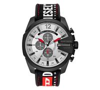 Orologio al quarzo sportivo e casual da uomo Mega Chief, cronografo DZ4512, quadrante rotondo da 51 mm in argento, cinturino in nylon e silicone con logo Diesel, adatto per abbigliamento sportivo, all