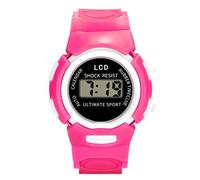 Orologio analogico a LED, digitale, sportivo, per ragazze, elettronico, da polso, per bambini, con videogiochi, Rosa acceso, misura unica