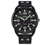 Orologio analogico al quarzo con data, da uomo, in pelle, stile casual, da uomo