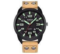 Orologio analogico al quarzo con data, da uomo, in pelle, stile casual, da uomo