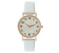 Orologio analogico al quarzo da donna, casual, in pelle, orologio da polso con data, stile casual, bianco, One Size