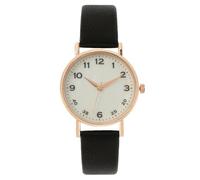 Orologio analogico al quarzo da donna, casual, in pelle, orologio da polso con data, stile casual, Nero , One Size
