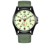 Orologio analogico al quarzo da uomo con data, in nylon, da polso, orologio da uomo per contare i passi per le donne, Verde, misura unica