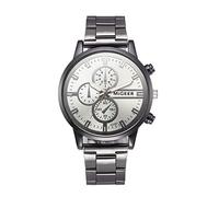Orologio analogico al quarzo multifunzione da uomo, al quarzo, in acciaio, alla moda, con cristalli inossidabili, analogico, da uomo, bianco, misura unica