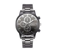 Orologio analogico al quarzo multifunzione da uomo, al quarzo, in acciaio, alla moda, con cristalli inossidabili, analogico, da uomo, Nero , misura unica