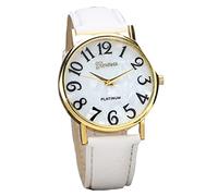 Orologio analogico da donna, in pelle, analogico, al quarzo, digitale, retrò, orologio da donna, bianco, misura unica