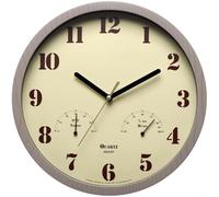 Orologio analogico da esterno con movimento silenzioso a spazzata, termometro e igrometro per il monitoraggio dell'ambiente in ambienti esterni e interni (giallo)
