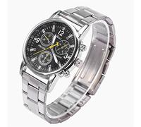 Orologio Analogico da Polso in Lega di Acciaio Inossidabile per Uomo, Design Sportivo Casual, Orologio da Lavoro (Nero)
