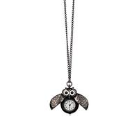 Orologio analogico da tasca lunga con collana scorrevole gufo retrò ciondolo orologio da uomo orologio da polso da uomo, Nero , misura unica