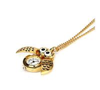 Orologio analogico da uomo, con ciondolo a forma di gufo, stile retrò, con meccanismo a carica, Oro, One Size