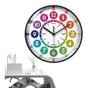 Orologio analogico didattico per bambini - Orologio a batteria senza ticchettio da 10 pollici, divertente strumento educativo, vivace decorazione murale colorata | per la sala giochi, l'aula, l'asilo,