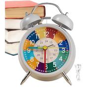 Orologio analogico per l'apprendimento dei ,sveglia analogica | sveglia per la notte silenziosa e senza ticchettio, orologio in metallo per imparare a leggere l'ora, aiuto pedagogico precoce per il
