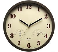 Orologio analogico resistente alle intemperie con termometro e igrometro per interni ed esterni (marrone scuro)