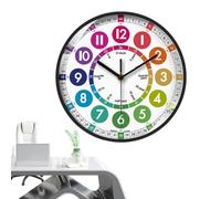 Orologio analogico silenzioso per imparare l'ora per bambini, colorato | Lettura perfetta per insegnare ore e minuti, decorazione ideale per camera da letto, studio, aula, funziona a batterie senza