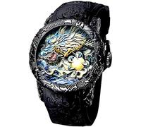 Orologio automatico da uomo alla moda con drago in 3D, impermeabile, grande quadrante sportivo 50mm Full Black