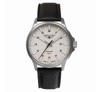 Bauhaus Aviation Orologio da uomo con cinturino in pelle titanio automatico 10 ATM vetro zaffiro data 2864-5, Beige / cinturino in pelle