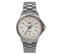 Bauhaus Aviation Orologio da uomo con maglie in titanio, automatico, 10 ATM, vetro zaffiro, data 2864M-5, beige/cinturino in titanio, Bracciale