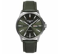 Bauhaus Aviation Orologio da uomo con cinturino in pelle o cinturino in titanio automatico cassa in titanio 10 ATM vetro zaffiro giorno data/DayDate 2866, verde/cinturino in pelle, cinghia