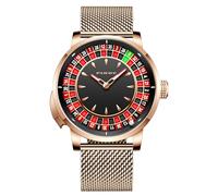 Orologio automatico da uomo con ruota della roulette da 4,6 cm, design con movimento NH35A, controllo a pulsante, vetro zaffiro, impermeabile fino a 50 m, stile americano, orologio meccanico per la