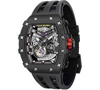 Orologio automatico da uomo TSAR BOMBA Tonneau Luxury Skeleton Black TB-8208SGLZ