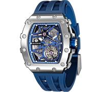 Orologio automatico da uomo TSAR BOMBA Tonneau Luxury Skeleton Blue SGLZTB8209-C