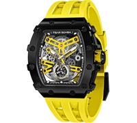 Orologio automatico da uomo TSAR BOMBA Tonneau Luxury Skeleton Yellow TB-8208...